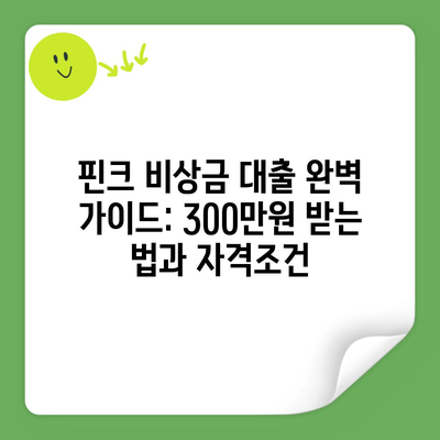 핀크 비상금 대출 완벽 가이드: 300만원 받는 법과 자격조건