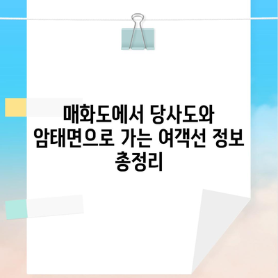 매화도에서 당사도와 암태면으로 가는 여객선 정보 총정리