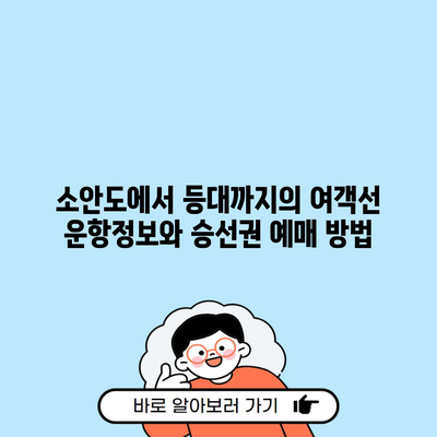 소안도에서 등대까지의 여객선 운항정보와 승선권 예매 방법