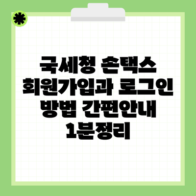 국세청 손택스 회원가입과 로그인 방법 간편안내 1분정리