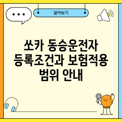 쏘카 동승운전자 등록조건과 보험적용 범위 안내