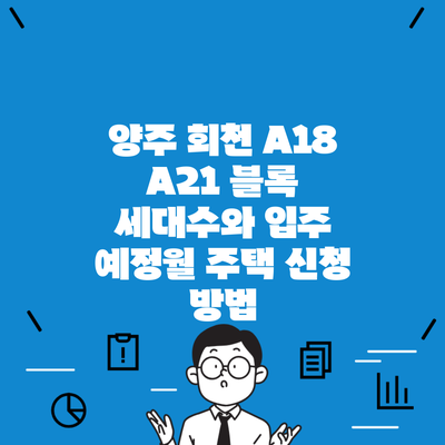 양주 회천 A18 A21 블록 세대수와 입주 예정월 주택 신청 방법