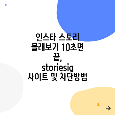 인스타 스토리 몰래보기 10초면 끝, storiesig 사이트 및 차단방법