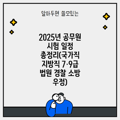 2025년 공무원 시험 일정 총정리(국가직 지방직 7·9급 법원 경찰 소방 우정)