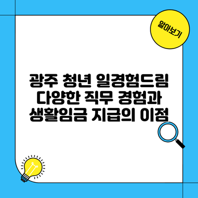 광주 청년 일경험드림 다양한 직무 경험과 생활임금 지급의 이점