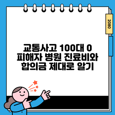 교통사고 100대 0 피해자 병원 진료비와 합의금 제대로 알기