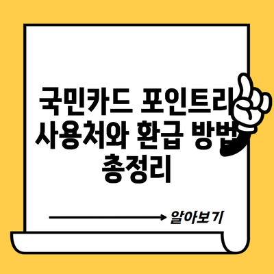 국민카드 포인트리 사용처와 환급 방법 총정리