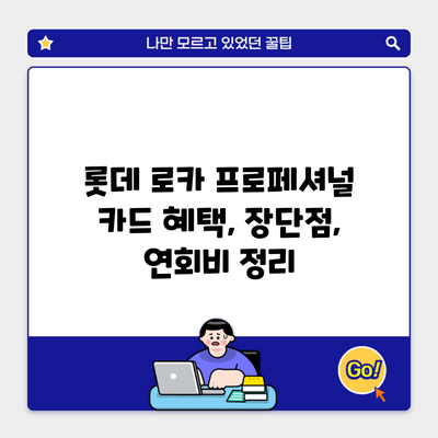 롯데 로카 프로페셔널 카드 혜택, 장단점, 연회비 정리