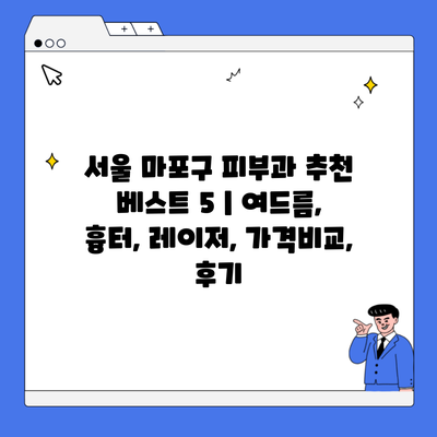 서울 마포구 피부과 추천 베스트 5 | 여드름, 흉터, 레이저, 가격비교, 후기