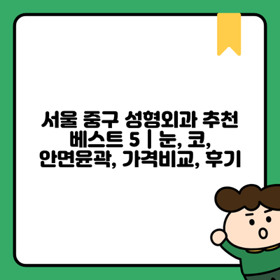 서울 중구 성형외과 추천 베스트 5 | 눈, 코, 안면윤곽, 가격비교, 후기