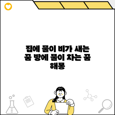 집에 물이 비가 새는 꿈 방에 물이 차는 꿈 해몽