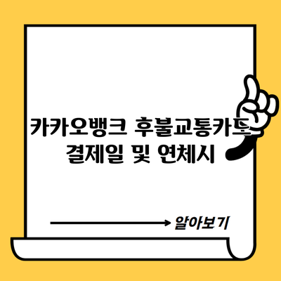 카카오뱅크 후불교통카드 결제일 및 연체시