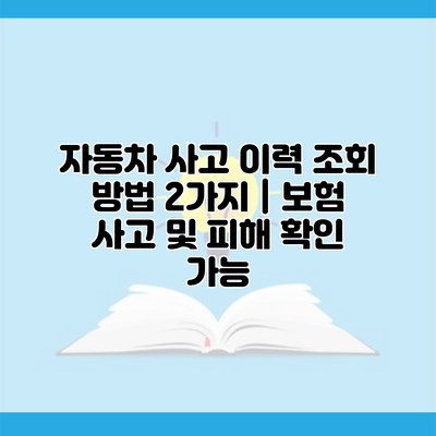 자동차 사고 이력 조회 방법 2가지 | 보험 사고 및 피해 확인 가능