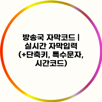 방송국 자막코드 | 실시간 자막입력 (+단축키, 특수문자, 시간코드)