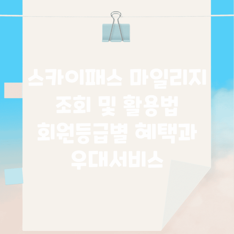 스카이패스 마일리지 조회 및 활용법 | 회원등급별 혜택과 우대서비스