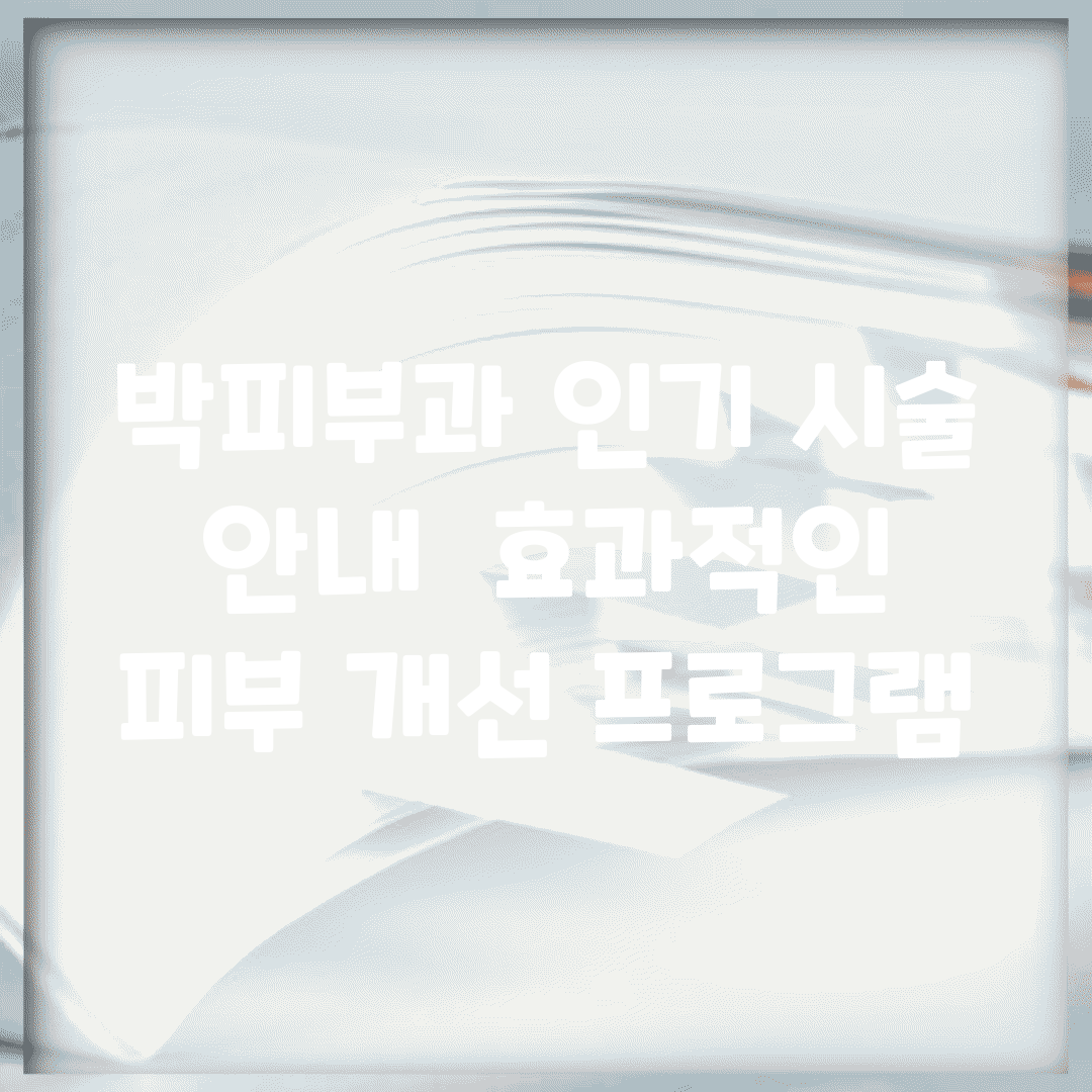 박피부과 인기 시술 안내 | 효과적인 피부 개선 프로그램