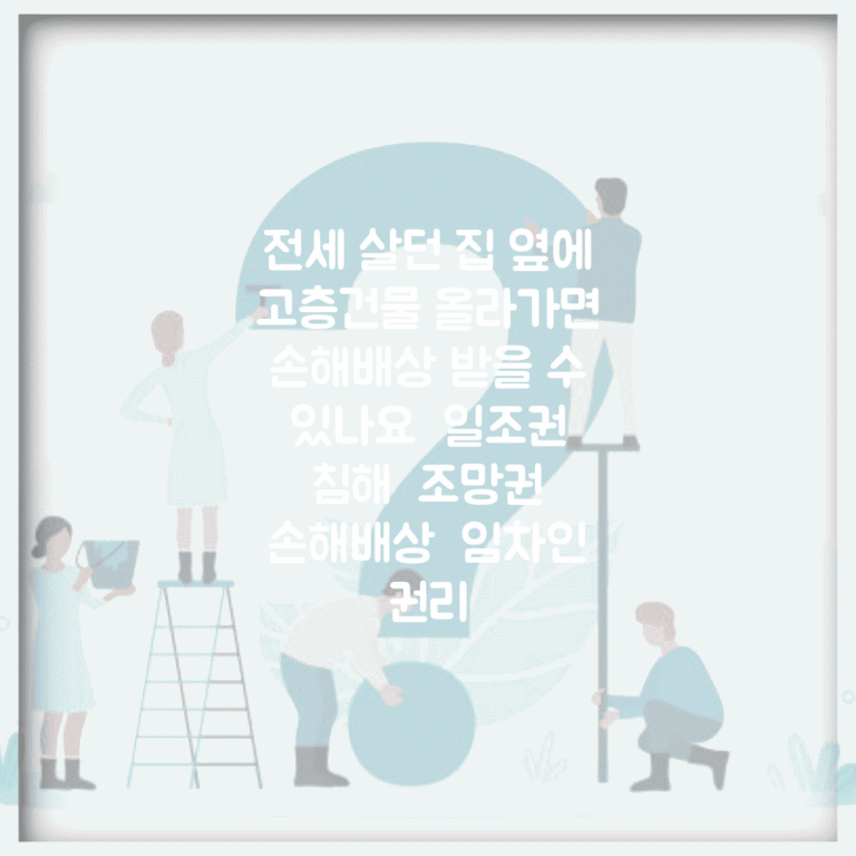 전세 살던 집 옆에 고층건물 올라가면 손해배상 받을 수 있나요 | 일조권 침해 | 조망권 | 손해배상 | 임차인 권리