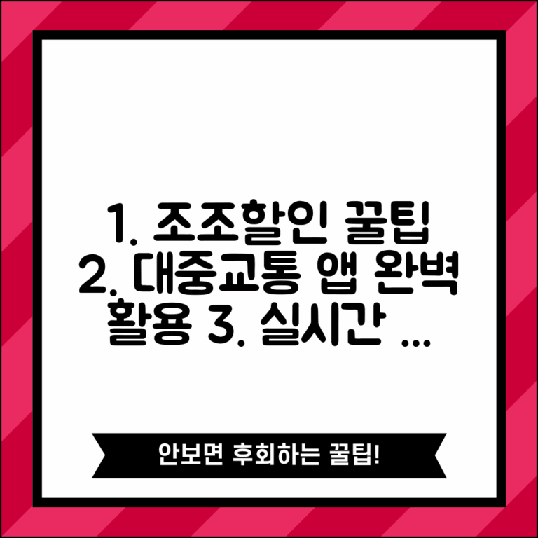 조조할인 대중교통 앱 활용법 | 실시간 요금 확인 및 경로 설정