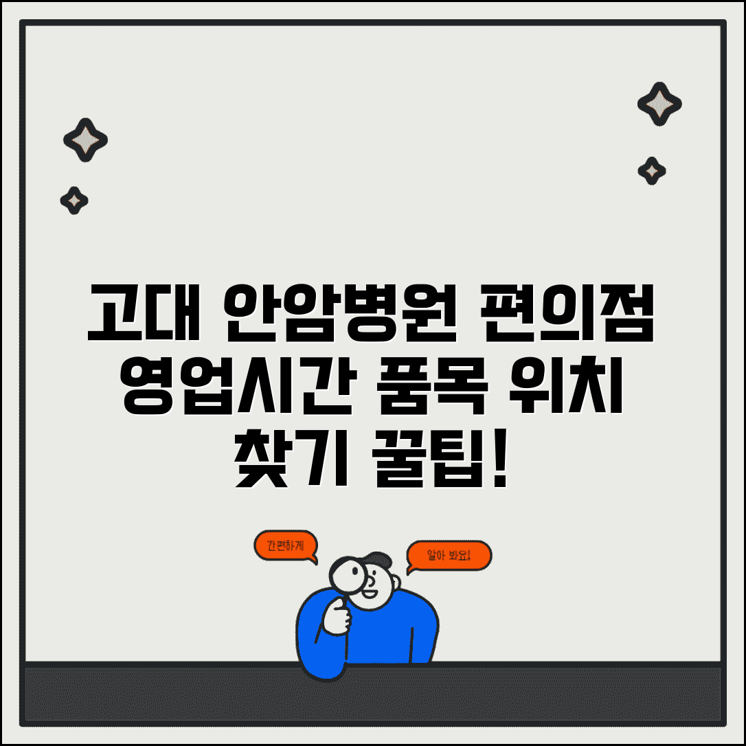 고려대 안암병원 편의점 위치 안내 | 영업시간과 취급 품목 정보