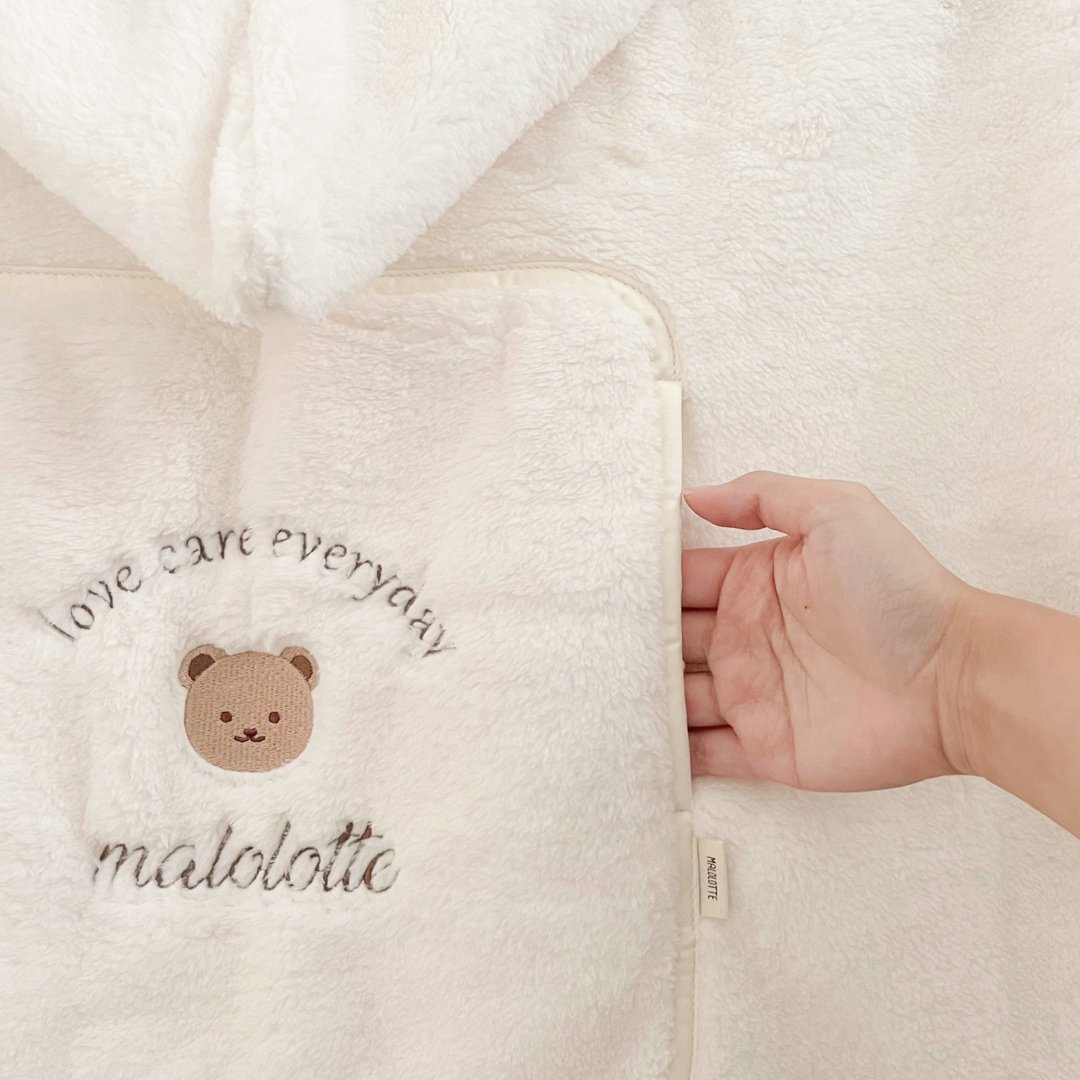 마롤 극세사 아기띠워머 아기 망토 블랭킷 후드 담요 겨울옷 아이보리 베베 상세 이미지 2