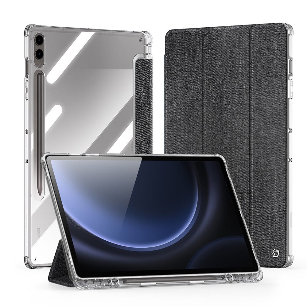 갤럭시탭 S9 FE 플러스 케이스 투명 스마트 커버 S펜 수납 유니드 블랙, 탭 S9 FE+/S9+ 상세 이미지 1