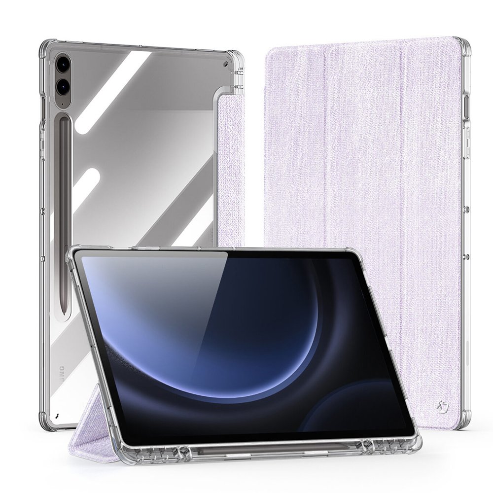 갤럭시탭 S9 FE 플러스 케이스 투명 스마트 커버 S펜 수납 유니드 블랙, 탭 S9 FE+/S9+ 상세 이미지 1