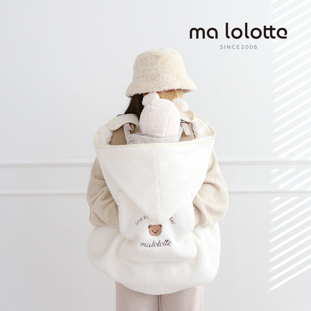 마롤 극세사 아기띠워머 아기 망토 블랭킷 후드 담요 겨울옷 아이보리 베베 상세 이미지 1