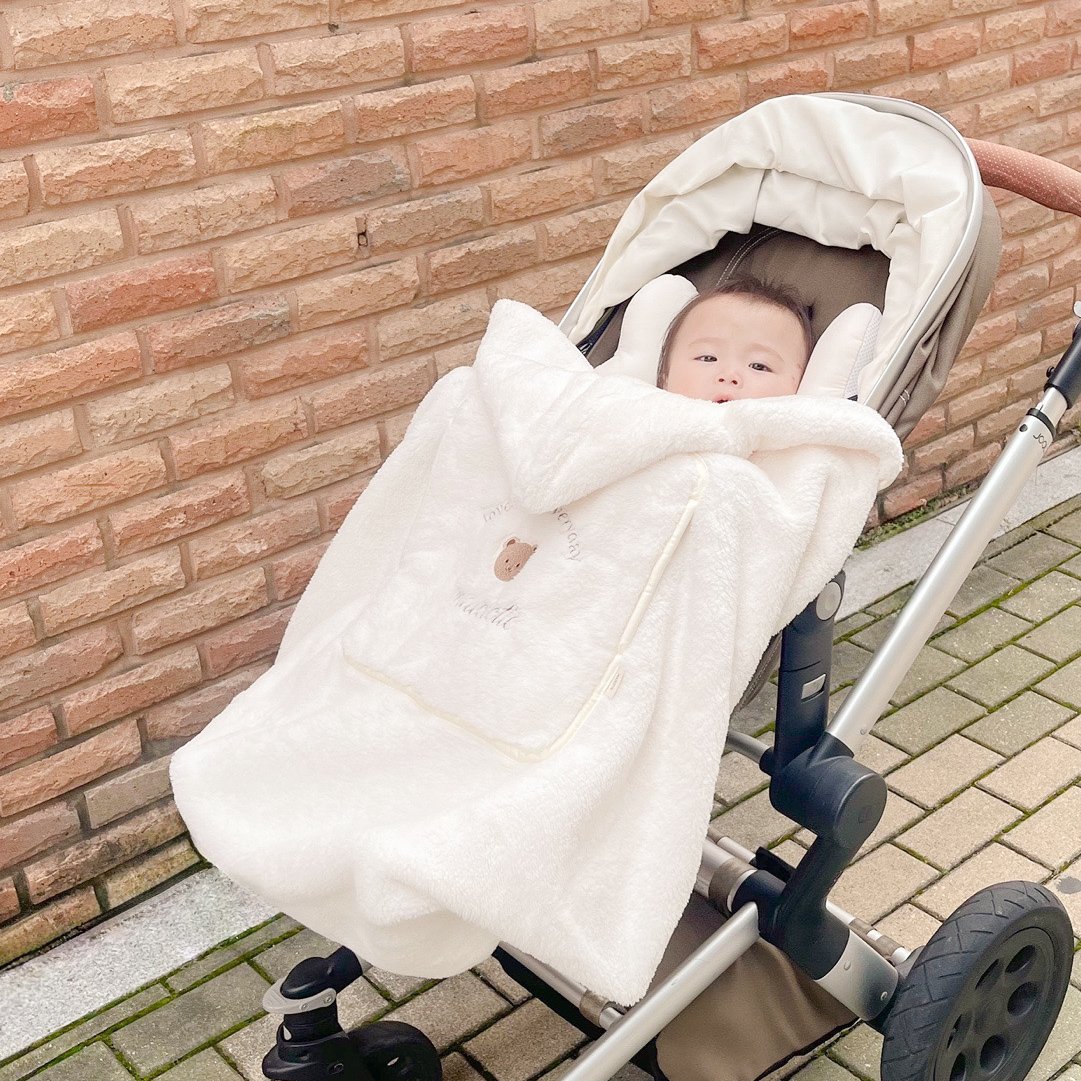 마롤 극세사 아기띠워머 아기 망토 블랭킷 후드 담요 겨울옷 아이보리 베베 상세 이미지 2